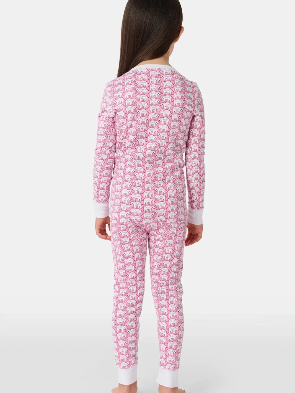 Roller Rabbit Pink White Elephant-Print Kids Pajama Set